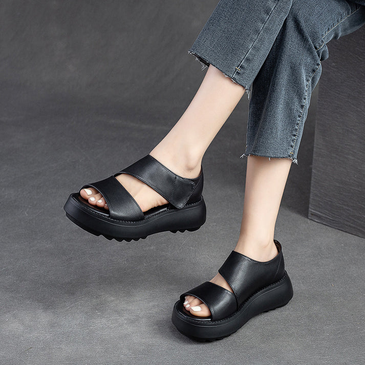 Roman Holiday - Sandalia ortopédica de suela gruesa de piel de vaca