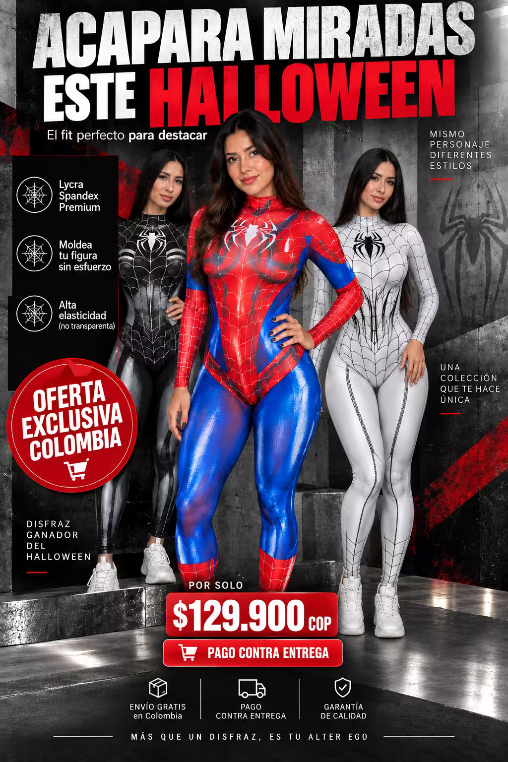 Disfraz Enterizo Mujer Araña para Halloween