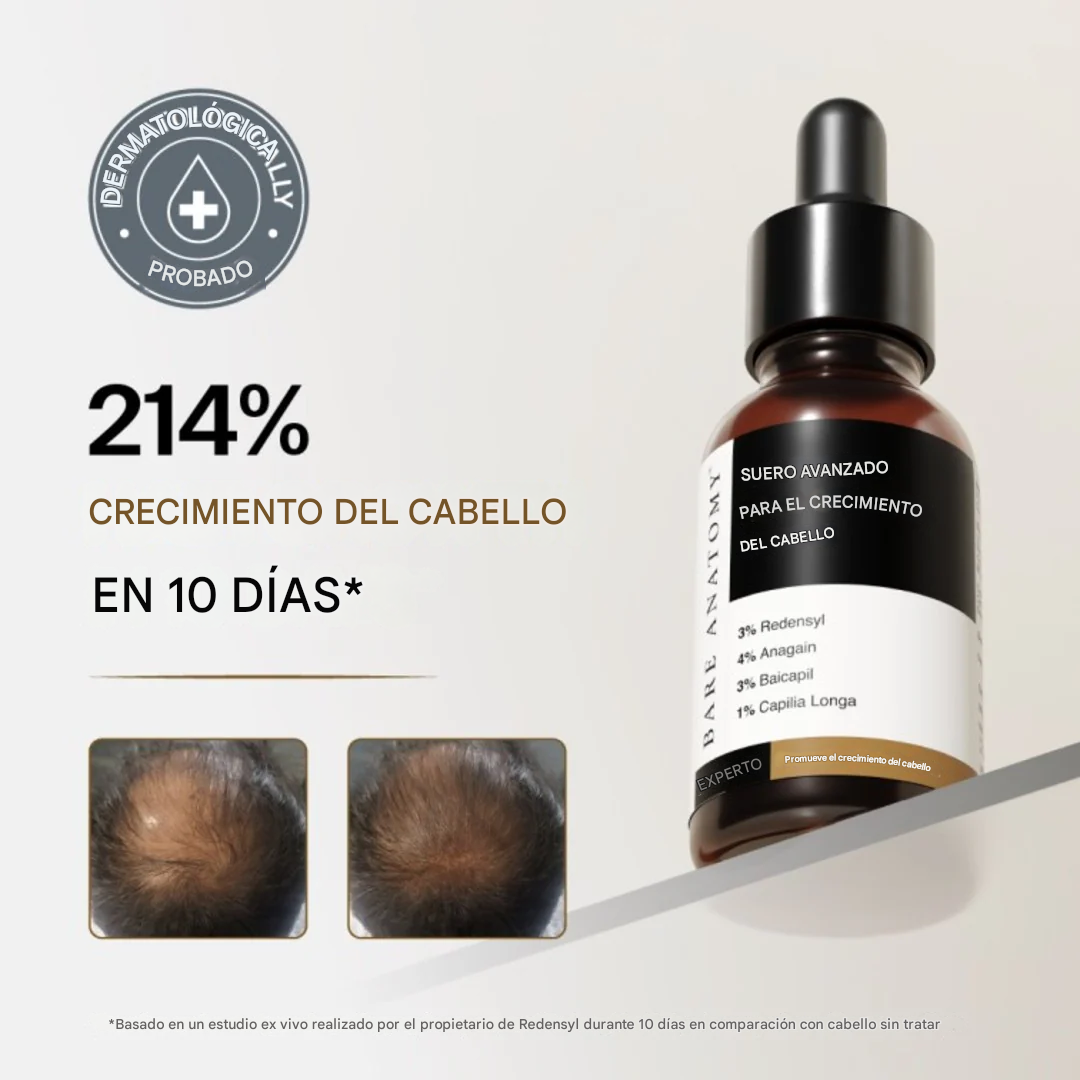 Suero avanzado para el crecimiento del cabello con Redensyl, romero y agua de arroz