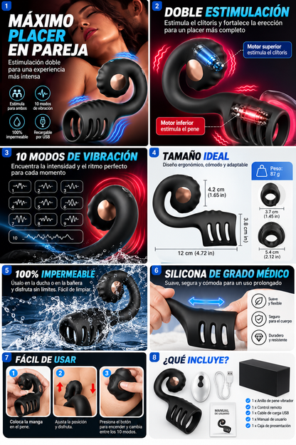 ABELE™ Anillo Vibrador para Parejas | 10 Modos + Control Remoto
