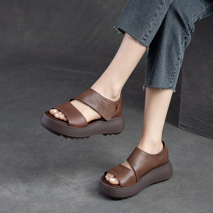 Roman Holiday - Sandalia ortopédica de suela gruesa de piel de vaca