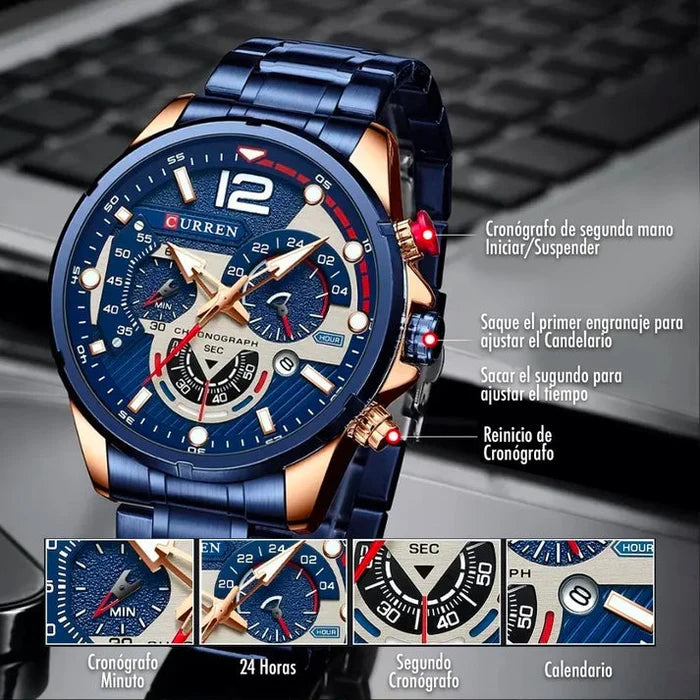 Reloj Curren 8395 Cronógrafo Acero Inoxidable
