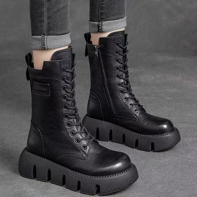 ModaMuse 2.0 - botas de cuero retro para mujer