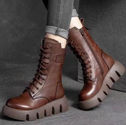 ModaMuse 2.0 - botas de cuero retro para mujer