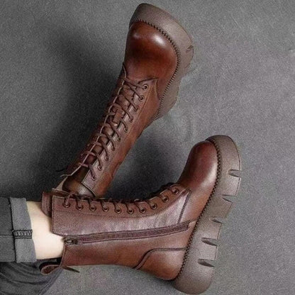 ModaMuse 2.0 - botas de cuero retro para mujer