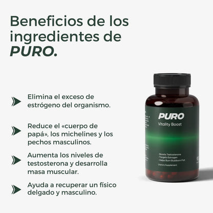 Cápsulas PURO™ | El secreto para deshincharte de forma 100% natural y recuperar tu cuerpo de hombre.