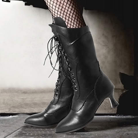 Botas Artemisa con Tacón Medio y Cordones – Confort y Estilo Atemporal