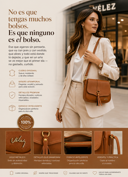 ✨ Morral Vélez Siena™ 🤎 100% Cuero Genuino