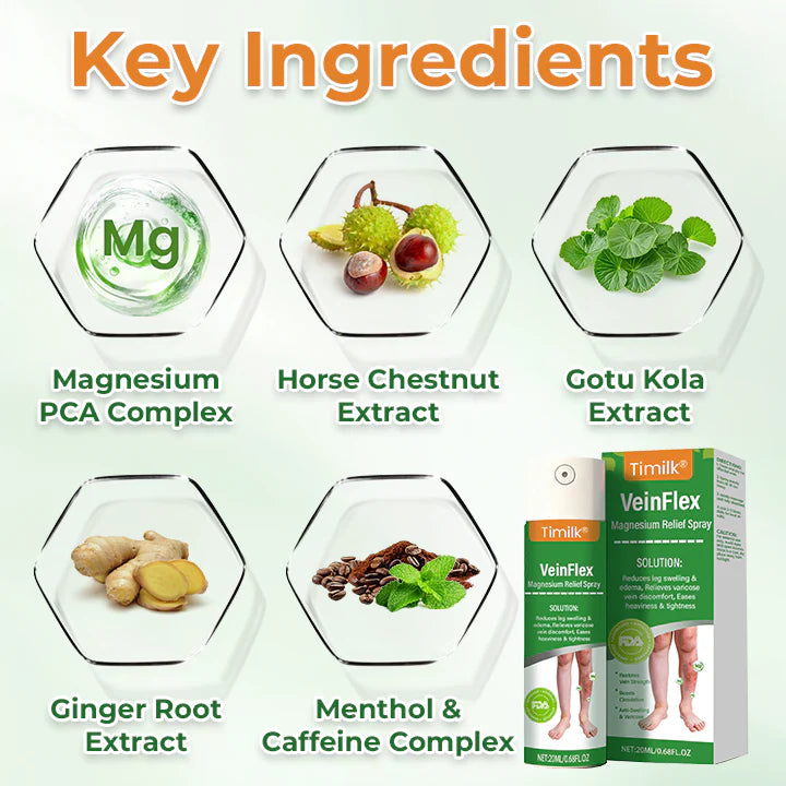 VeinFlex Spray de Magnesio para el Alivio de las Venas 🔥 Certificado por la FDA (Alivio clínicamente probado para la hinchazón de piernas, la mala circulación y las venas varicosas 🩺)