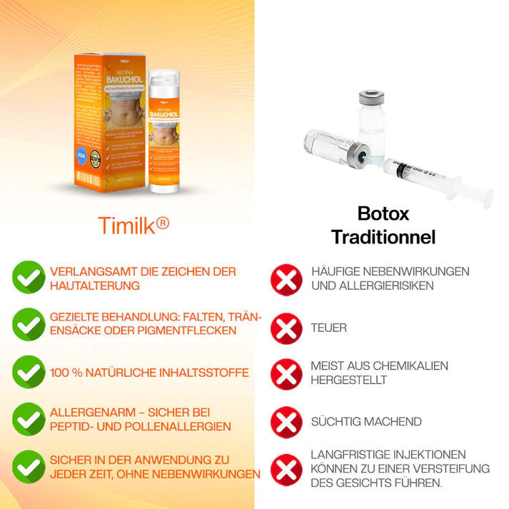 Crema restauradora de la piel Timilk® Nectéva Bakuchiol - (Antienvejecimiento, hidratante, reafirmante y lifting de la piel)