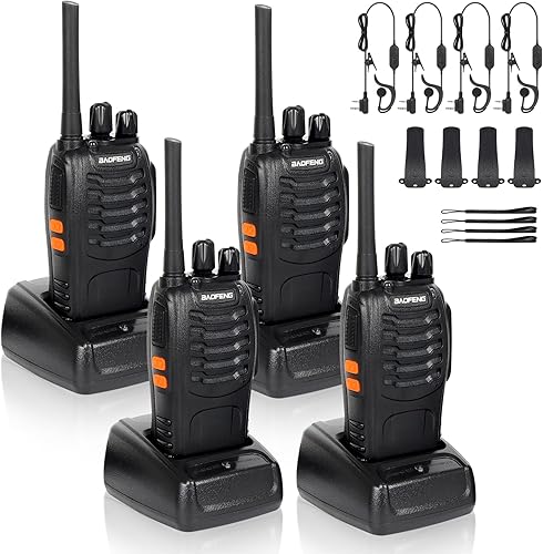 RKK Walkie Talkies Profesionales Recargables con LED y 16 Canales