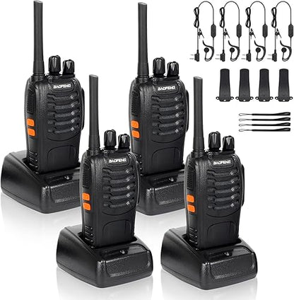 RKK Walkie Talkies Profesionales Recargables con LED y 16 Canales