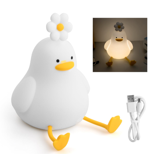 Lámpara de noche LED con forma de pato, recargable por USB, para regalar