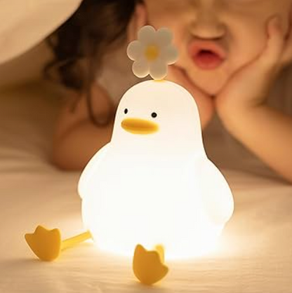 Lámpara de noche LED con forma de pato, recargable por USB, para regalar