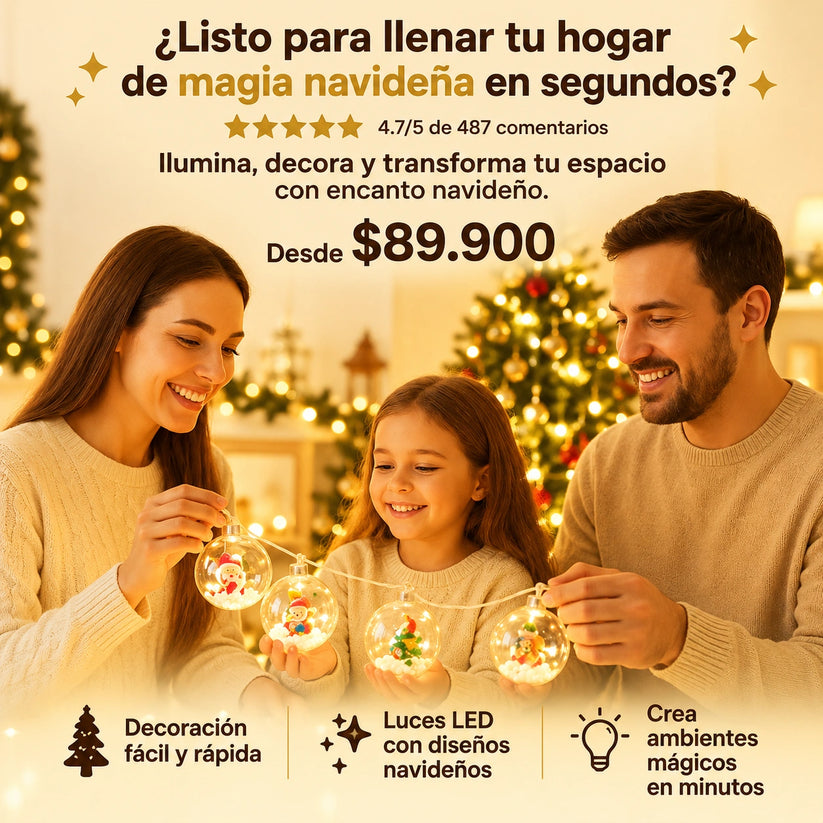 Luces Led Con Esferas Navideñas ( 3 Metros ) - Ilumina Cada Rincon Con Magia
