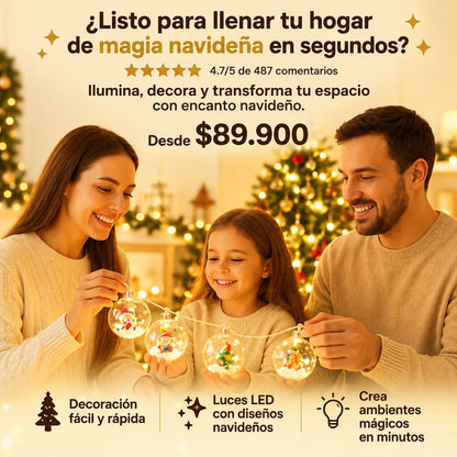 Luces Led Con Esferas Navideñas ( 3 Metros ) - Ilumina Cada Rincon Con Magia
