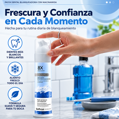 Pasta Dental Blanqueadora Espumosa Softvya ™ 8X Con Niacinamida