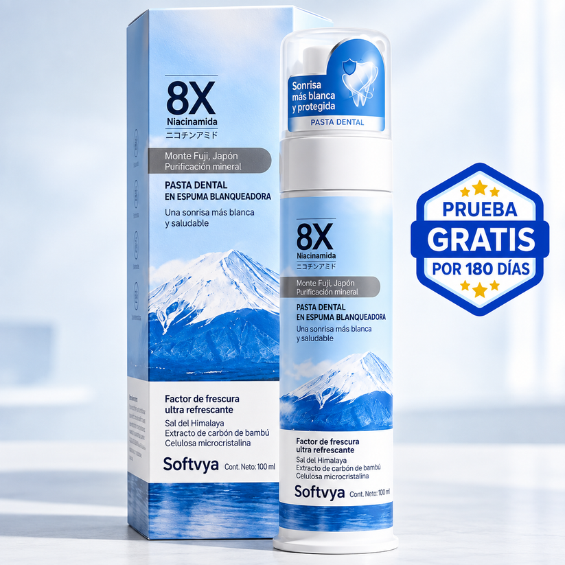 Pasta Dental Blanqueadora Espumosa Softvya ™ 8X Con Niacinamida
