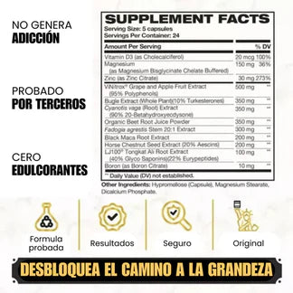 King Maker - Suplemento con Tongkat Ali, Turkesterona, Ecdisterona, Fadogia Agrestis, betarraga roja, maca negra y zinc (13 en 1)