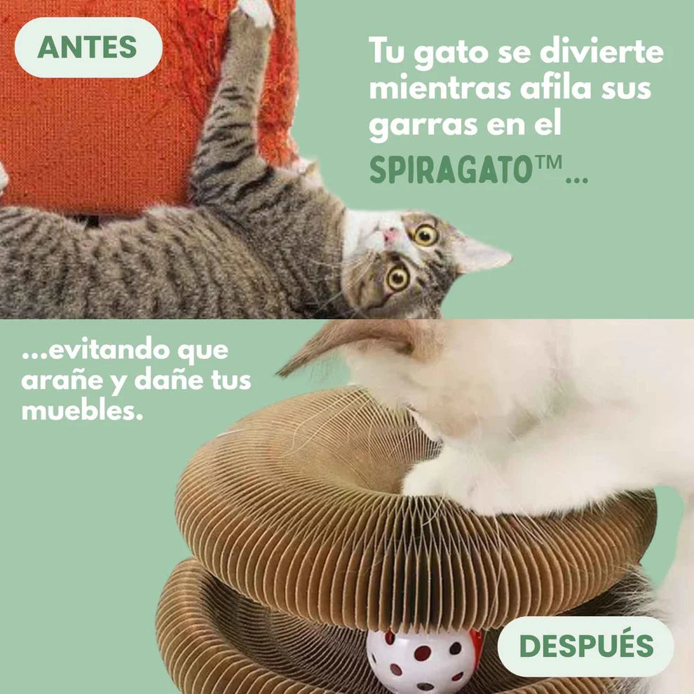 SPIRAGATO™ – Juguete interactivo 3 en 1 para gatos, para arañar, jugar y esconderse