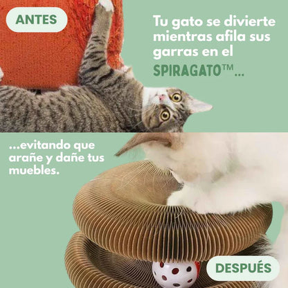 SPIRAGATO™ – Juguete interactivo 3 en 1 para gatos, para arañar, jugar y esconderse
