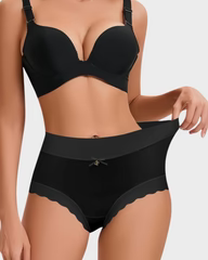 Ropa Interior Femenia Sedosas de Cintura Alta sin Costuras con Bordes Festoneados (paquete de 6)