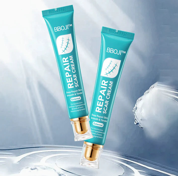 Crema reparadora de cicatrices BBOJI™ para hombres y mujeres: difumina cicatrices y reafirma la piel en un solo paso.