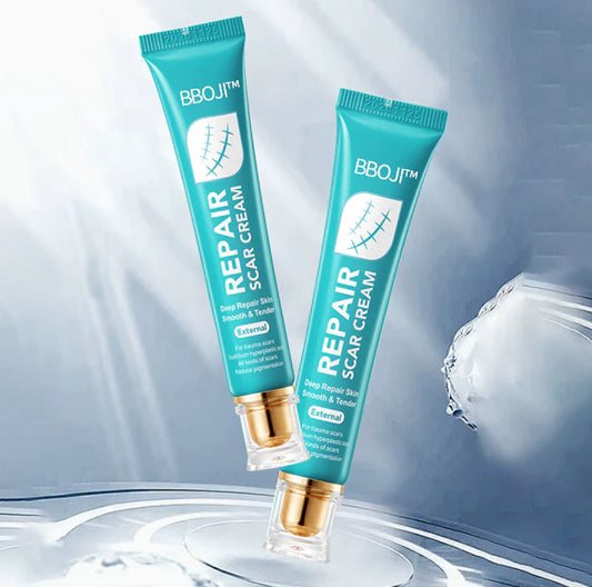 Crema reparadora de cicatrices BBOJI™ para hombres y mujeres: difumina cicatrices y reafirma la piel en un solo paso.