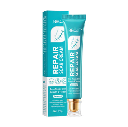 Crema reparadora de cicatrices BBOJI™ para hombres y mujeres: difumina cicatrices y reafirma la piel en un solo paso.
