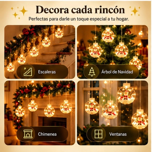 Luces Led Con Esferas Navideñas ( 3 Metros ) - Ilumina Cada Rincon Con Magia