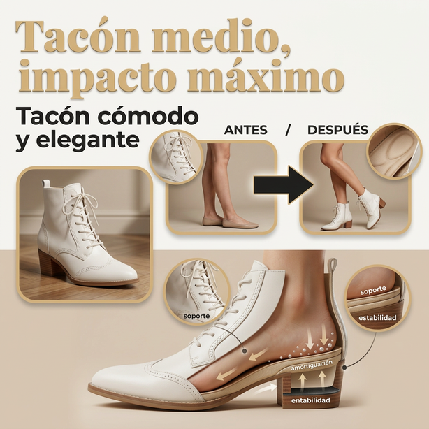 Botas Artemisa con Tacón Medio y Cordones – Confort y Estilo Atemporal.