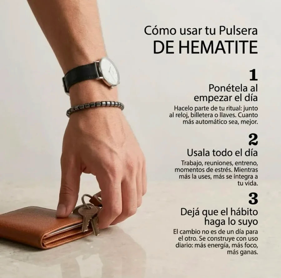 Pulsera Hematita natural pulida a mano