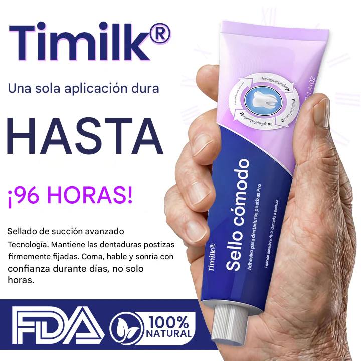 Adhesivo para dentaduras Timilk® Comfort Seal Pro 🦷💜 Certificado por la FDA