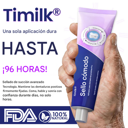 Adhesivo para dentaduras Timilk® Comfort Seal Pro 🦷💜 Certificado por la FDA