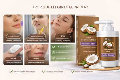 Crema depilatoria de coco | Eliminación del vello rápida y fácil para una piel suave y tersa.