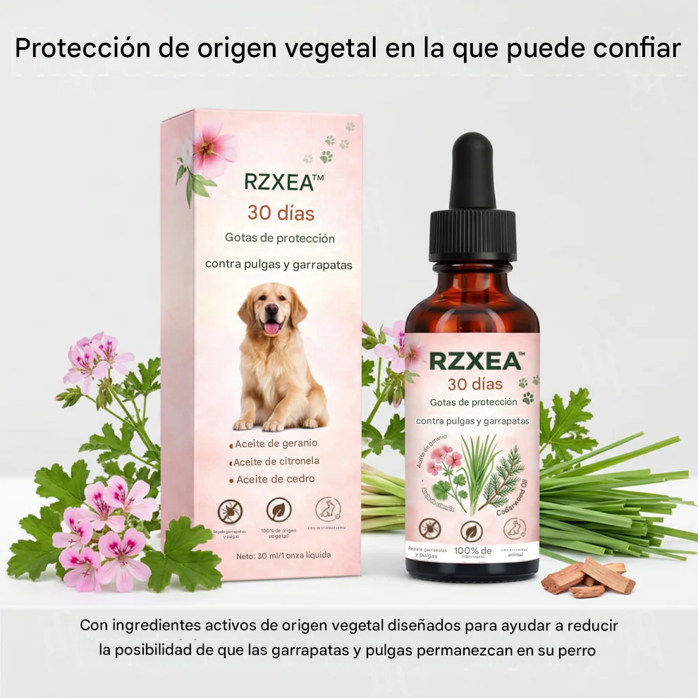 Gotas RZXEA™ para la protección contra pulgas y garrapatas durante 30 días