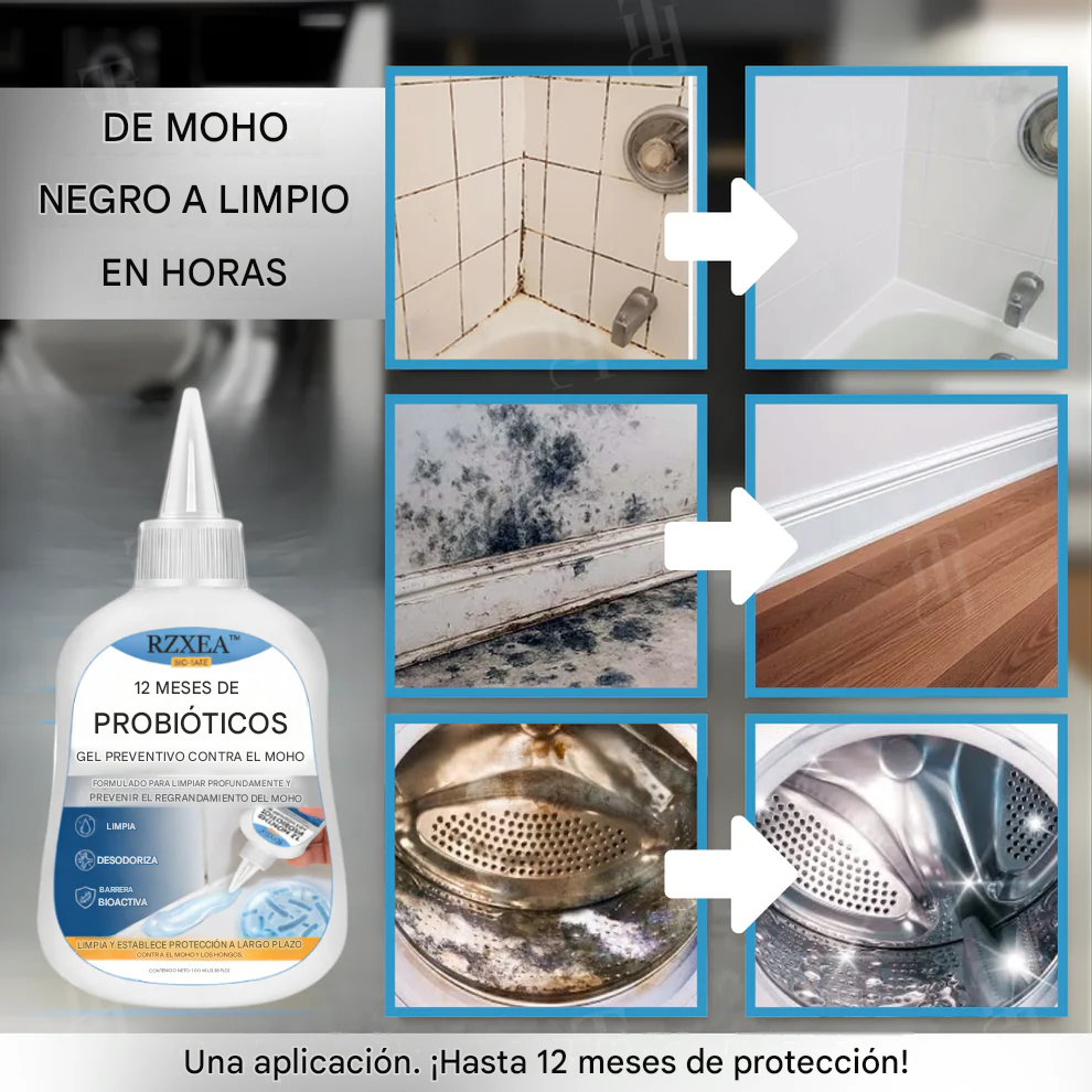 12 meses sin moho, sin esfuerzo: Gel probiótico RZXEA™ para la prevención del moho.