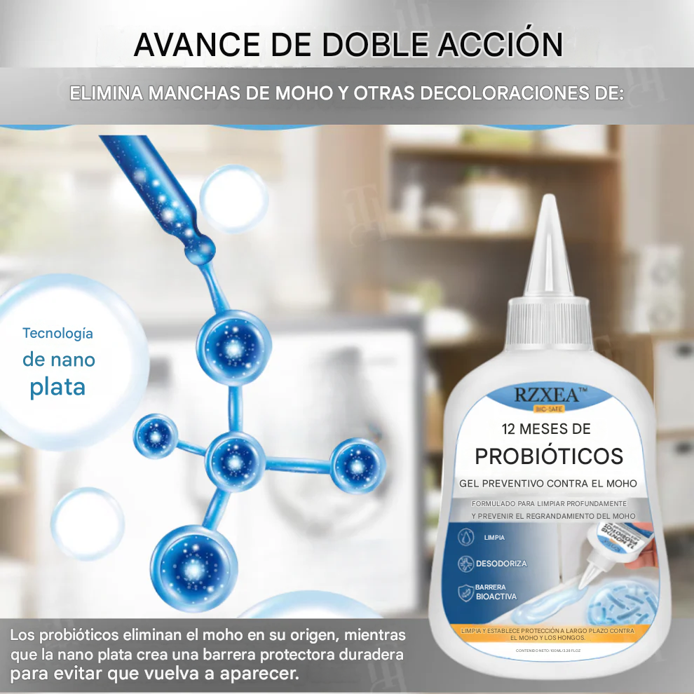 12 meses sin moho, sin esfuerzo: Gel probiótico RZXEA™ para la prevención del moho.