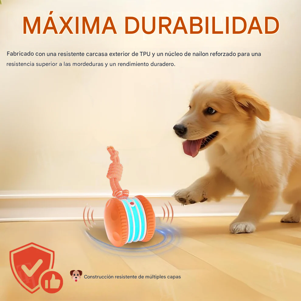 Pelota interactiva inteligente para perros⚡TPU duradero y autoenrollable