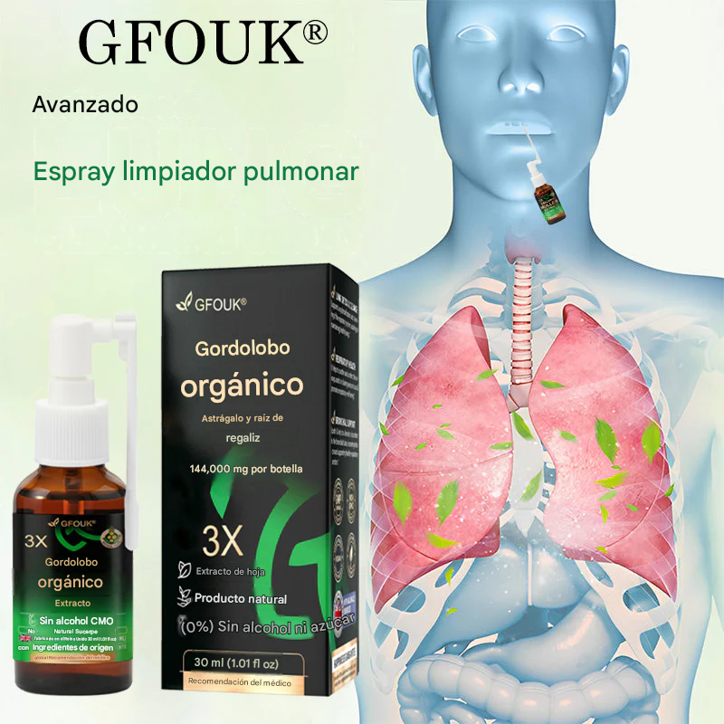 GFOUK®3X Spray concentrado de limpieza pulmonar con gordolobo