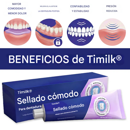 Adhesivo para dentaduras Timilk® Comfort Seal Pro 🦷💜 Certificado por la FDA