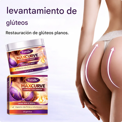 Crema reafirmante y voluminizadora Timilk® Maxcurve Lift & Plump para realzar y aumentar el busto.