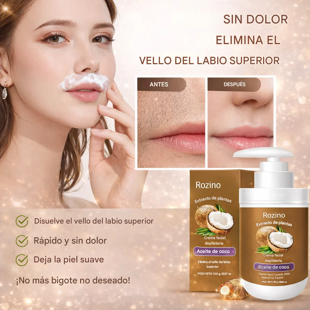 Crema depilatoria de coco | Eliminación del vello rápida y fácil para una piel suave y tersa.