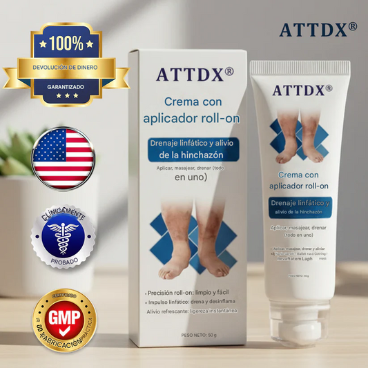 Crema en roll-on ATTDX® para el drenaje linfático y el alivio de la hinchazón.®