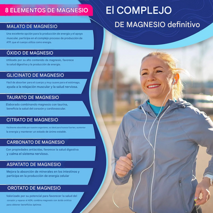 Complejo de magnesio 8, suplemento de magnesio esencial 1000 mg - A01