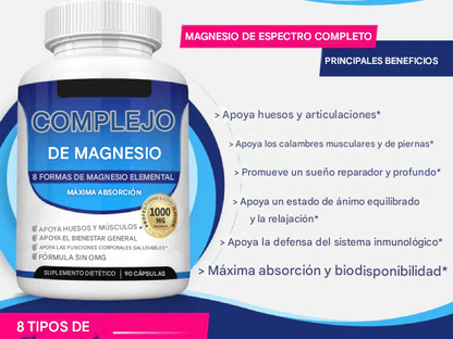 Complejo de magnesio 8, suplemento de magnesio esencial 1000 mg - A01