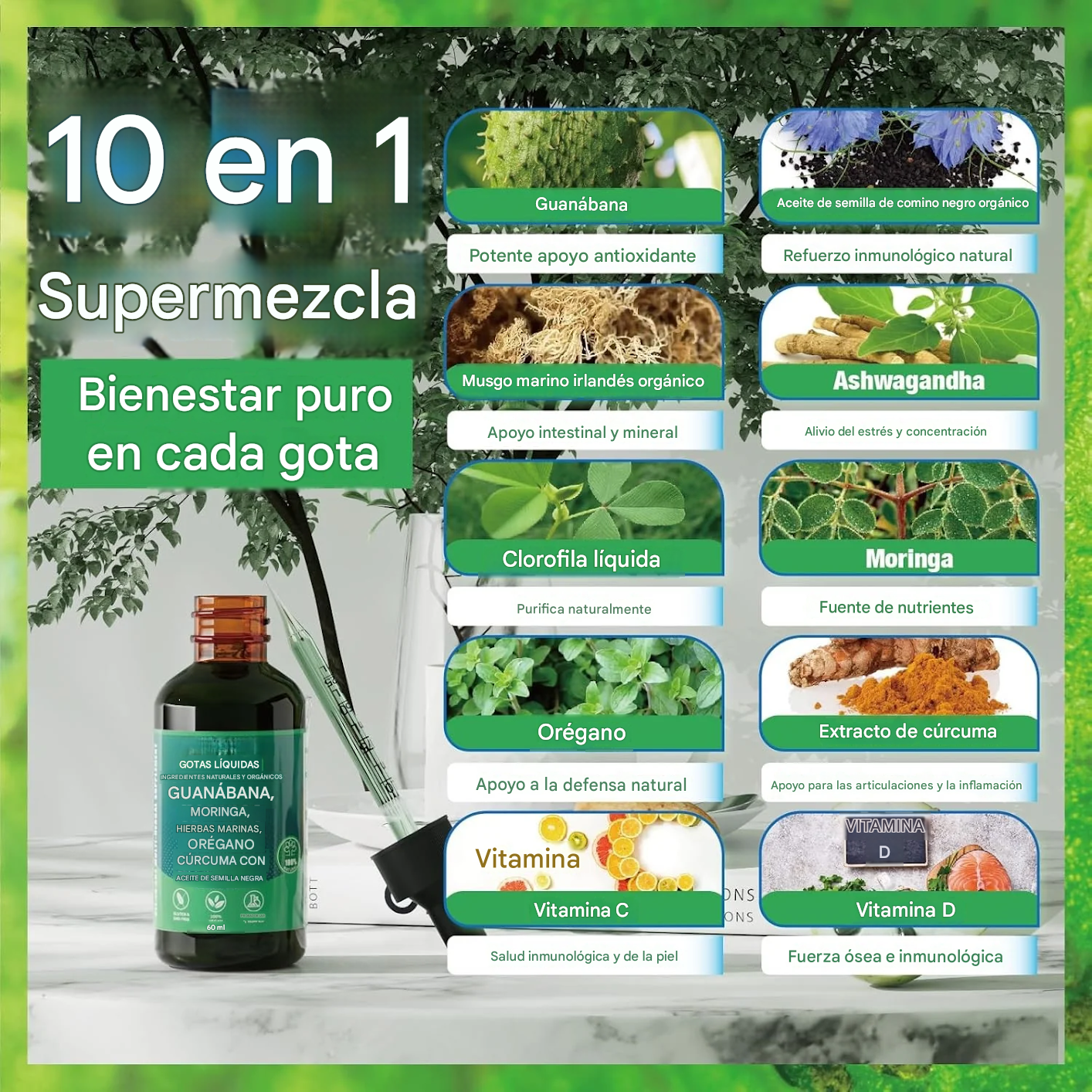 🏆#1 Más vendido⏰Mezcla natural de bienestar de guanábana pura