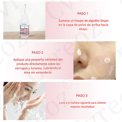 Suero de doble ácido para la eliminación de verrugas y lunares