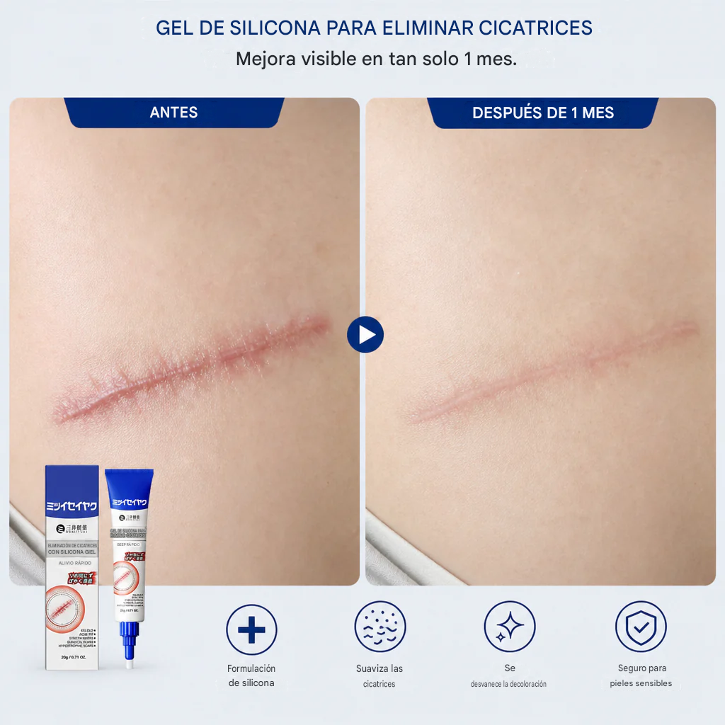 🔥 Gel avanzado de silicona para suavizar cicatrices y arrugas.