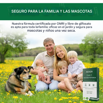 🐾 100% seguro para mascotas y niños | Herbicida AEXZR® 3 en 1 de máxima potencia